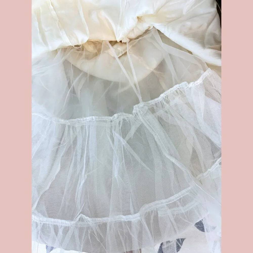 Vintage Scott McClintock 80s Strapless White Lace Wedding Dress Set 1950s style - Picture 8 of 16